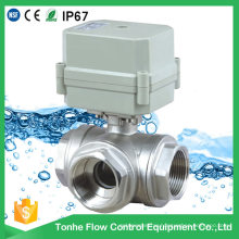 DC12V 3 Three Way Electric Motorized Ball Valve Stainless Steel 304 for Water Treatment